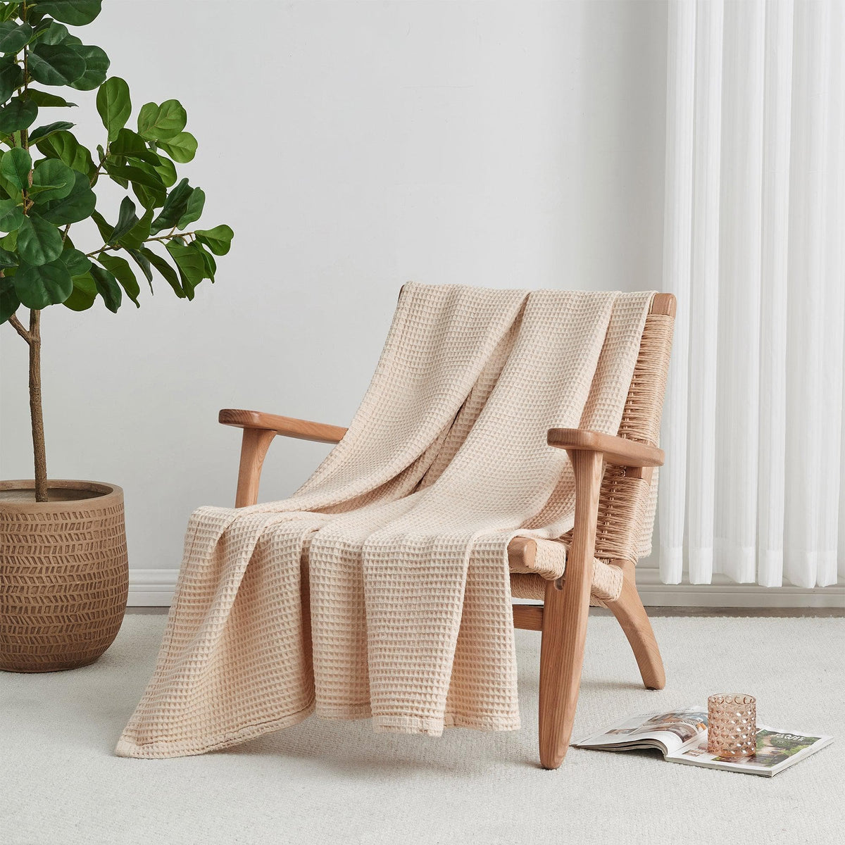 100% Cotton Waffle Weave Blanket - Mikala, photo 43 of 70
