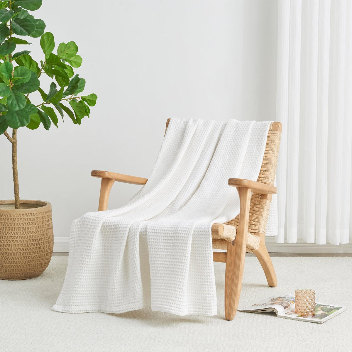 100% Cotton Waffle Weave Blanket - Mikala, photo 38 of 70