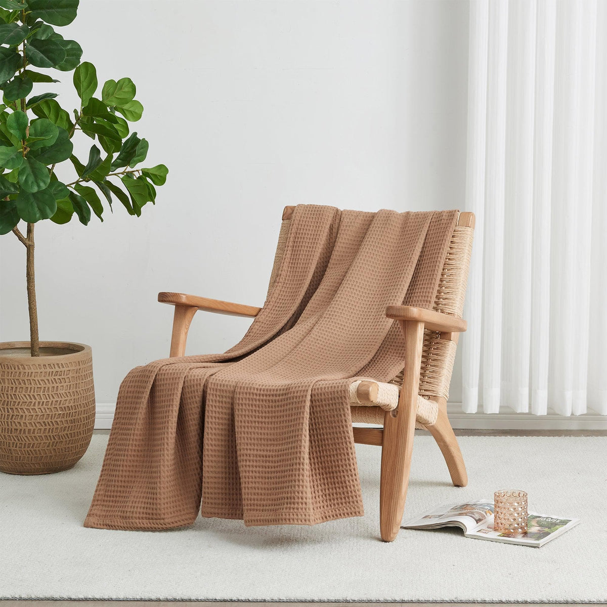 100% Cotton Waffle Weave Blanket - Mikala, photo 68 of 70