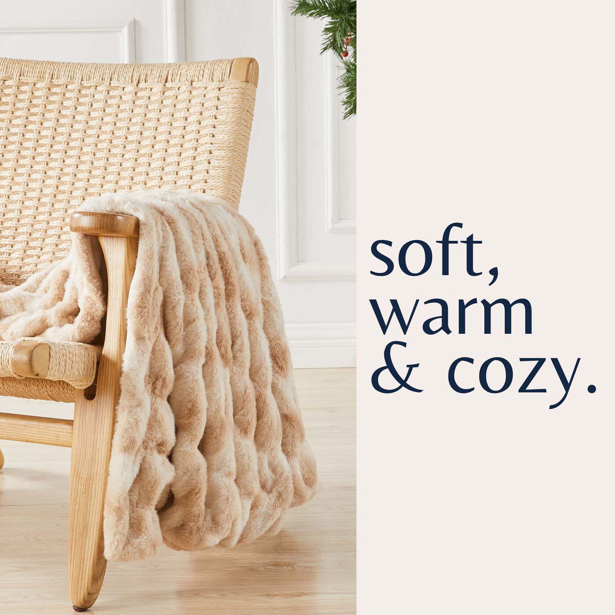 Ruched Faux Fur Throw Blanket - Alondra, photo 42 of 43
