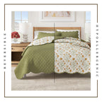 Floral Print & Scalloped Edge Cotton Quilt Set - Illiana Collection, photo 3 of 6