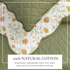 Floral Print & Scalloped Edge Cotton Quilt Set - Illiana Collection, photo 2 of 6