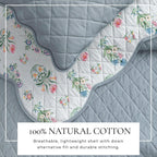Floral Print & Scalloped Edge Cotton Quilt Set - Katrin Collection, photo 2 of 6