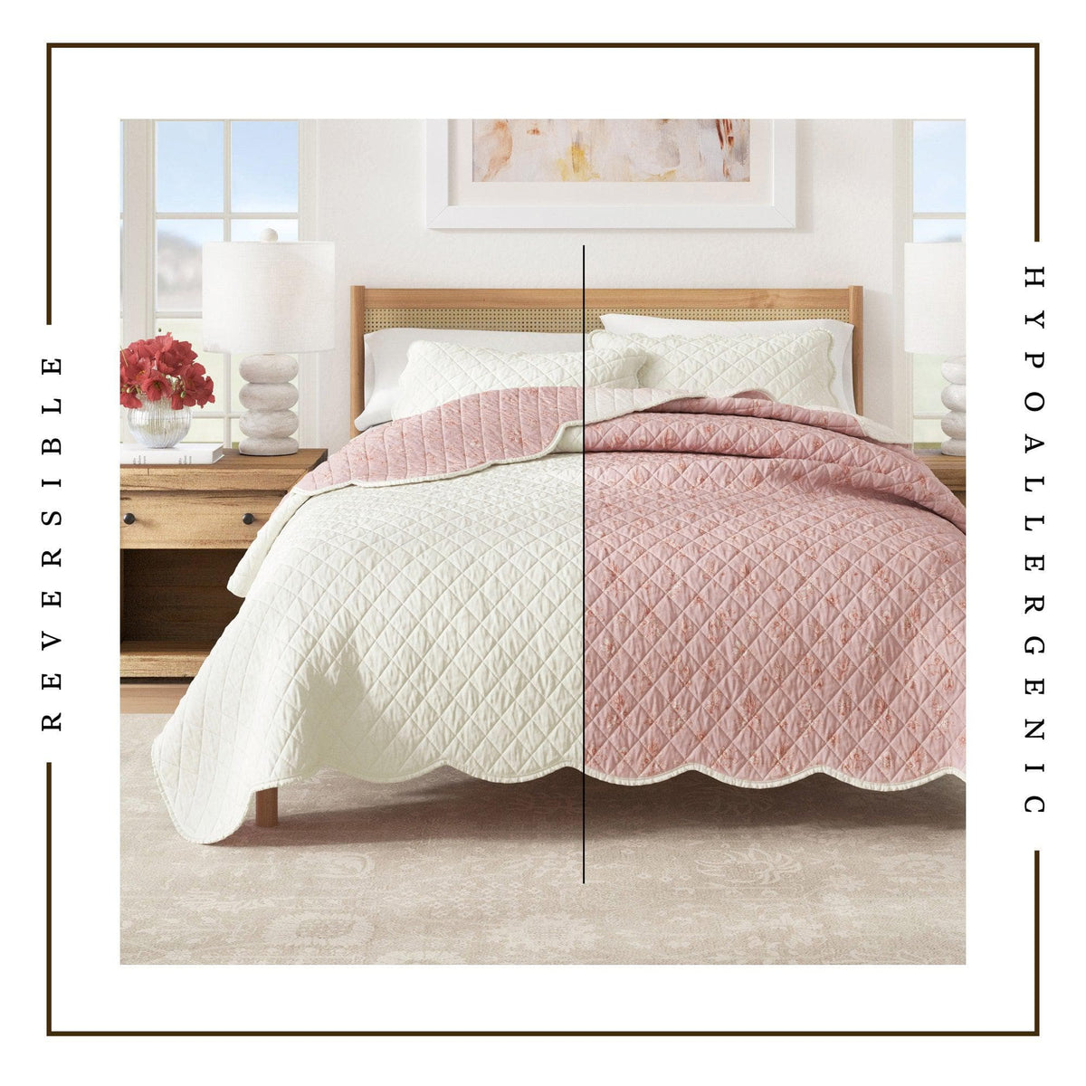 Floral Print & Scalloped Edge Cotton Quilt Set - Sandie, photo 9 of 12