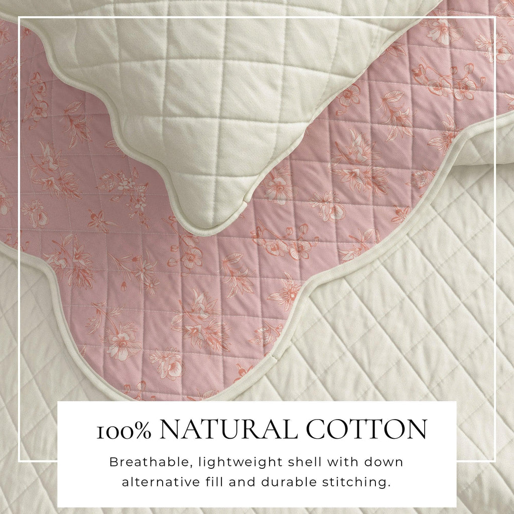 Floral Print & Scalloped Edge Cotton Quilt Set - Sandie, photo 8 of 12