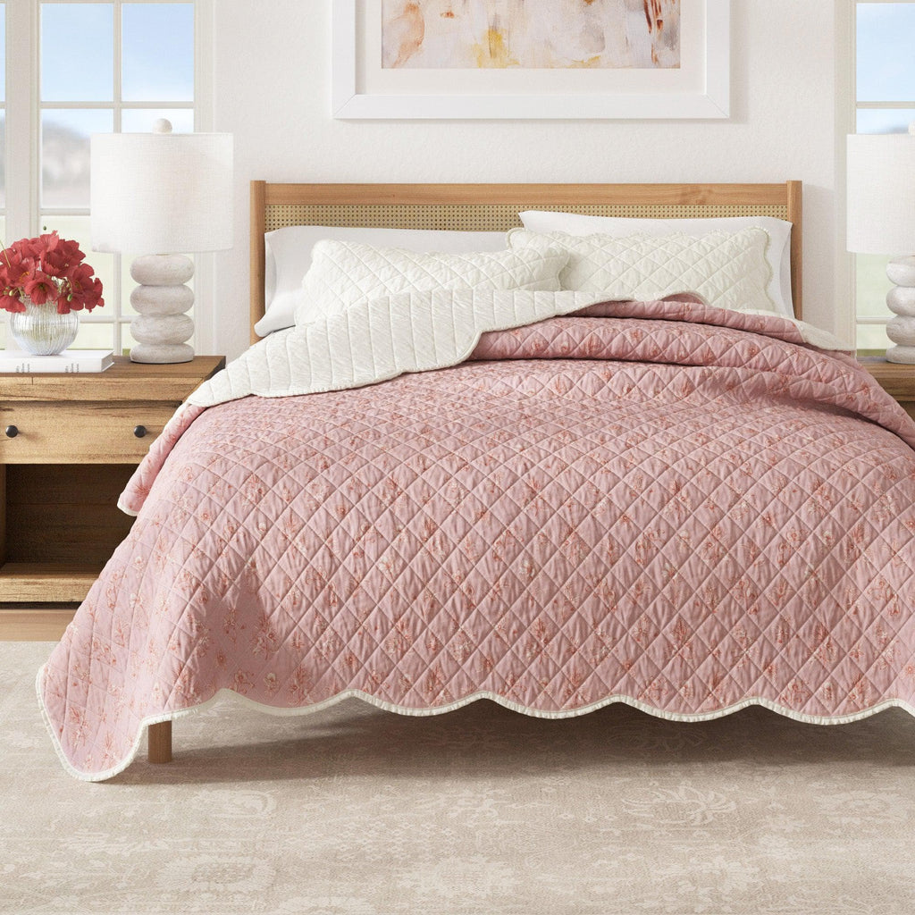 Floral Print & Scalloped Edge Cotton Quilt Set - Sandie, photo 7 of 12