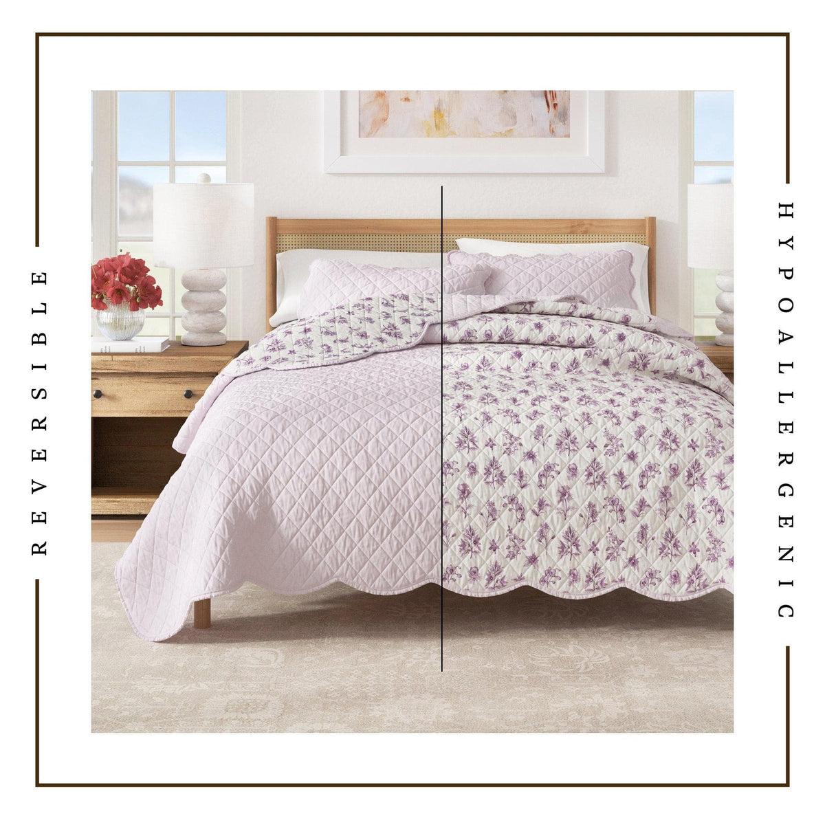 Floral Print & Scalloped Edge Cotton Quilt Set - Sandie, photo 3 of 12