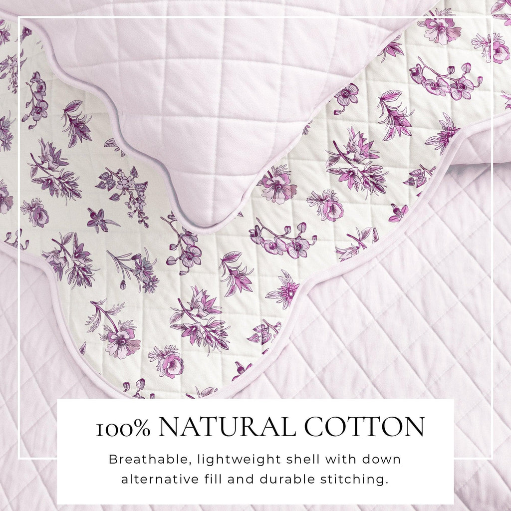 Floral Print & Scalloped Edge Cotton Quilt Set - Sandie, photo 2 of 12