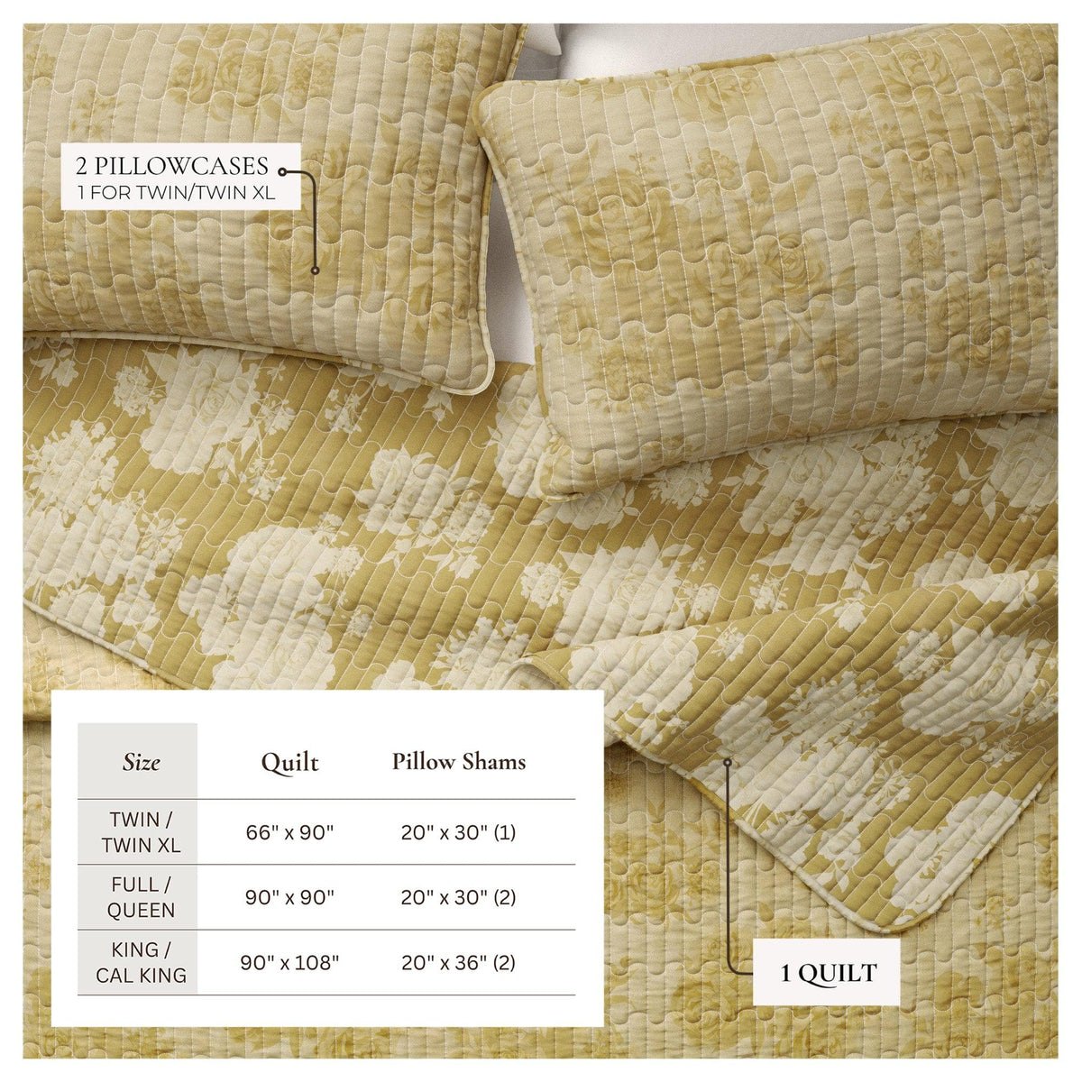 Floral Printed Cotton Quilt Set - Corin Collection, photo 14 of 15
