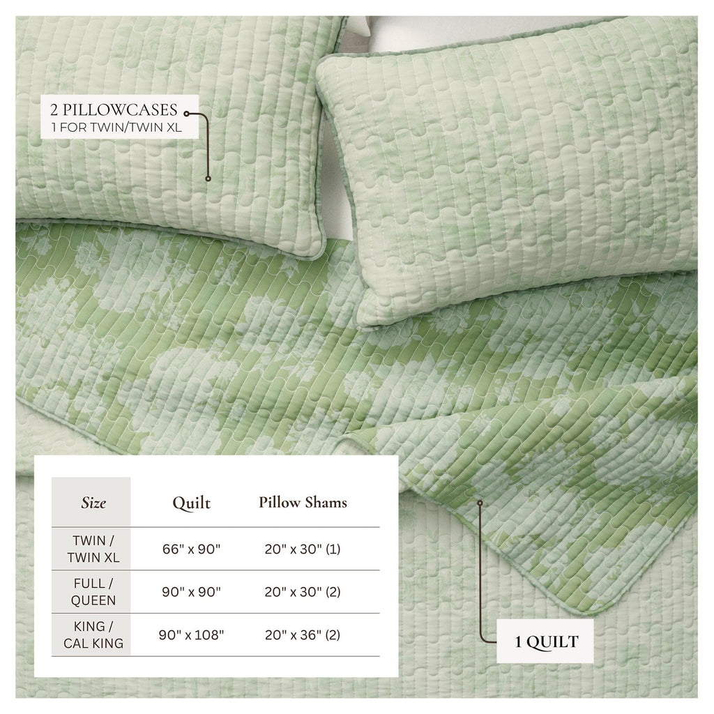 Floral Printed Cotton Quilt Set - Corin Collection, photo 9 of 15