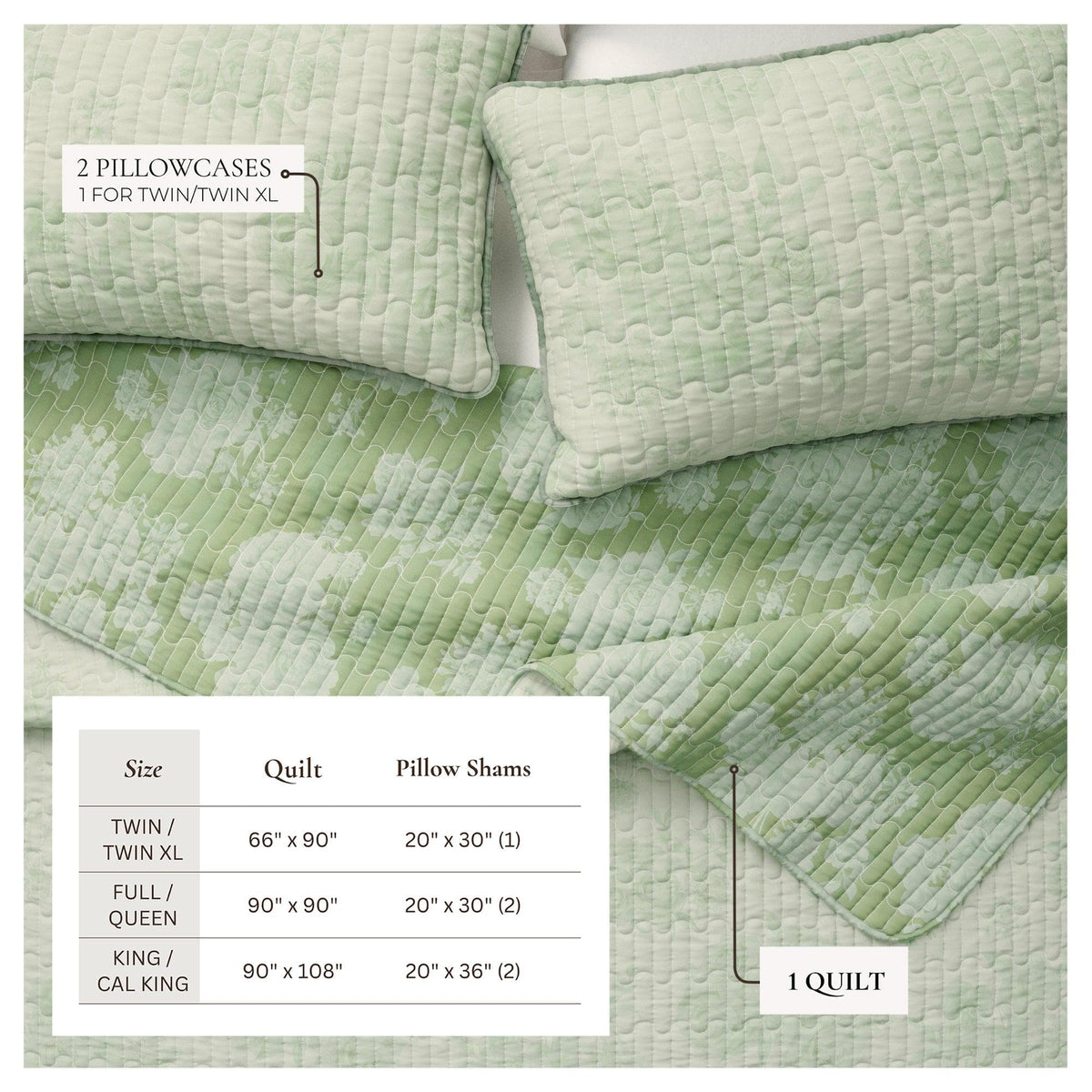 Floral Printed Cotton Quilt Set - Corin Collection, photo 9 of 15