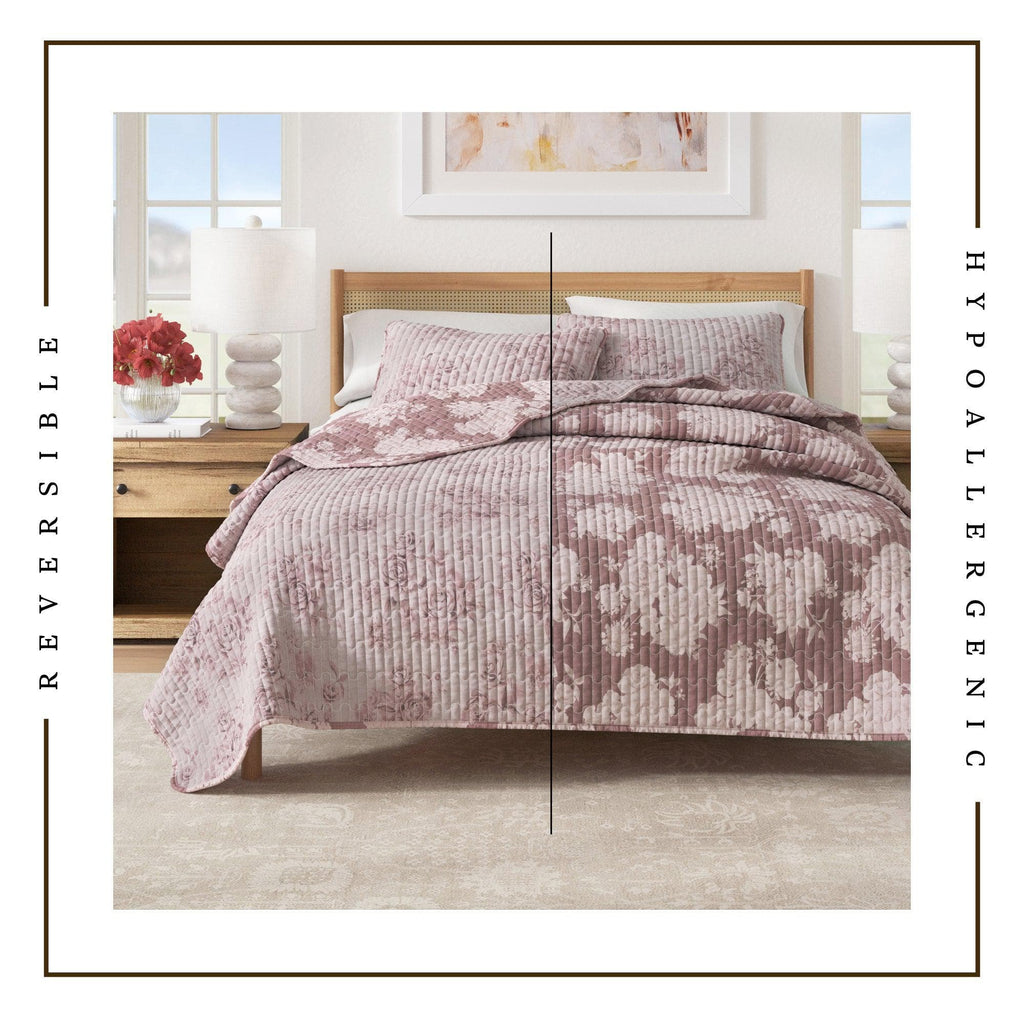 Floral Printed Cotton Quilt Set - Corin Collection, photo 3 of 15