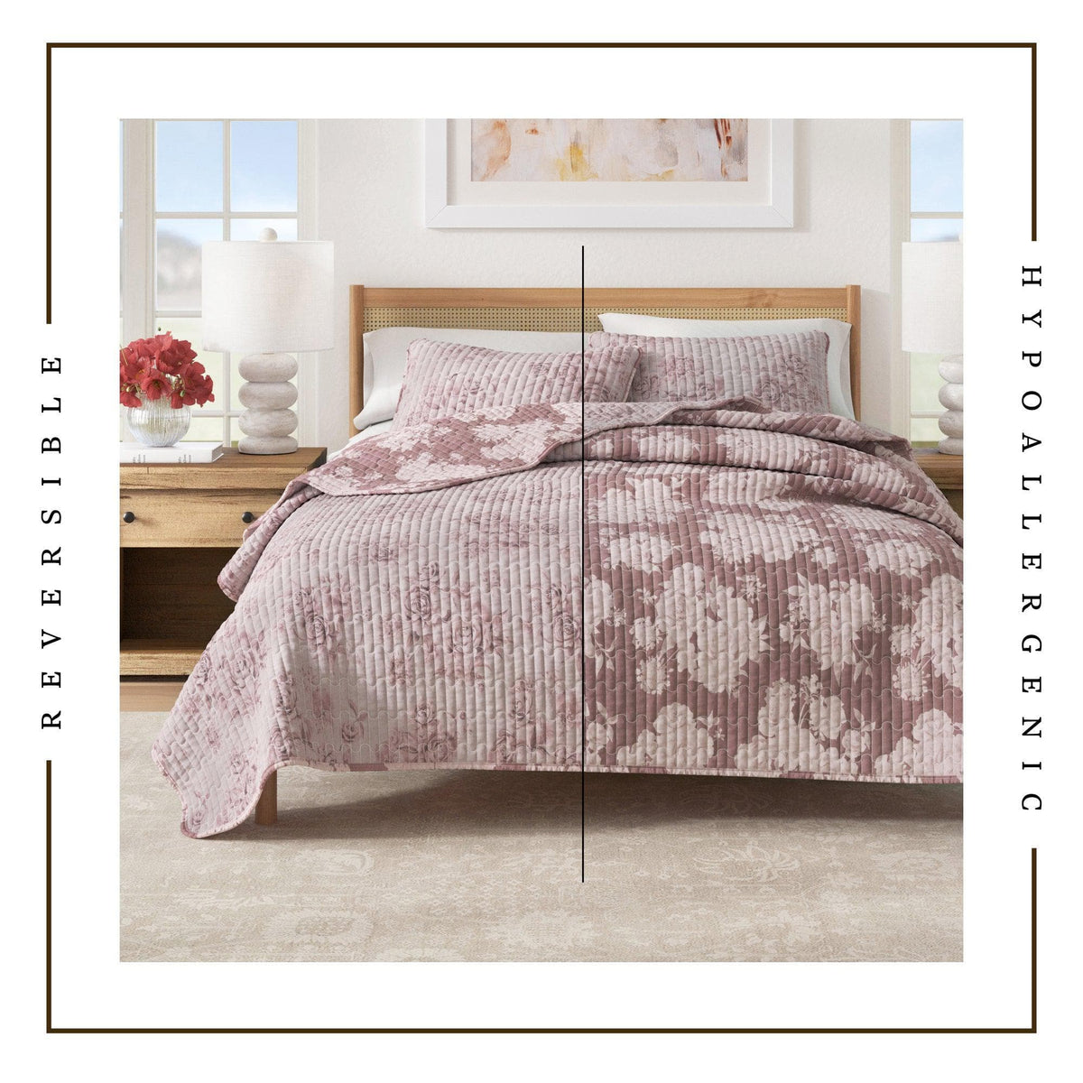 Floral Printed Cotton Quilt Set - Corin Collection, photo 3 of 15