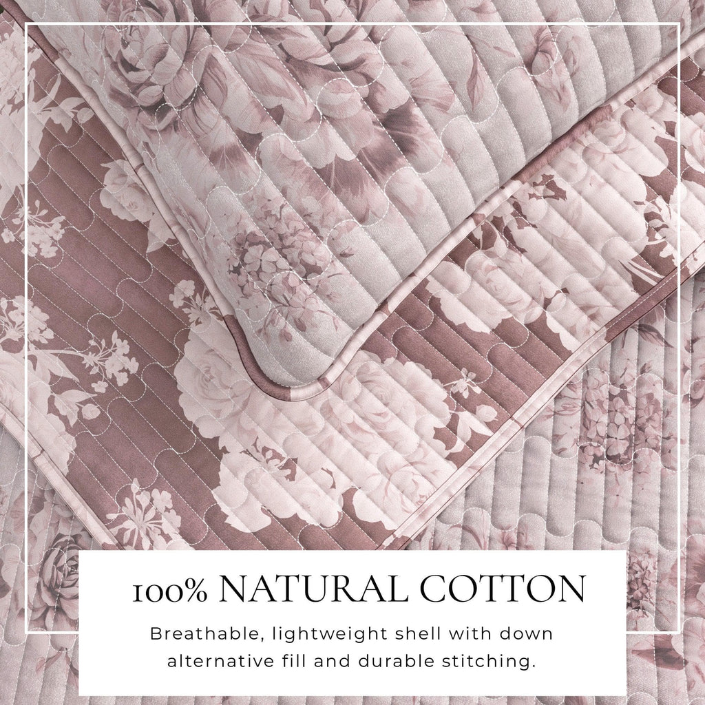 Floral Printed Cotton Quilt Set - Corin Collection, photo 2 of 15