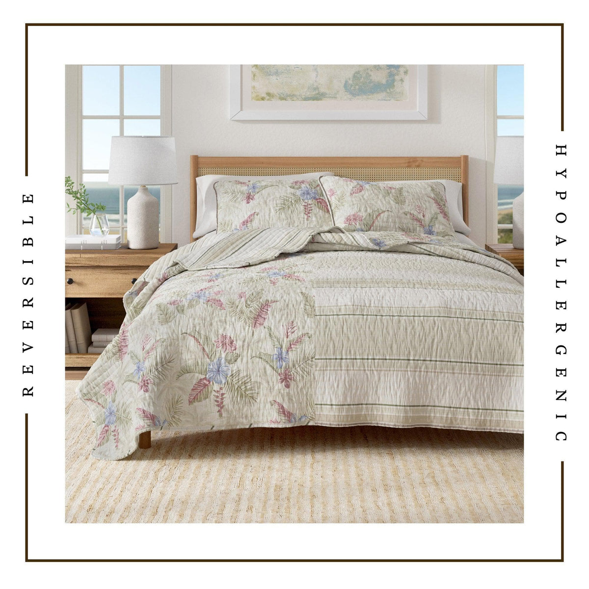 Floral Printed Cotton Quilt Set - Mendocino Collection, photo 9 of 12