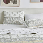 Floral Striped Microfiber Quilt Set - Hermine Collection, photo 3 of 10