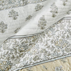 Floral Striped Microfiber Quilt Set - Hermine Collection, photo 5 of 10