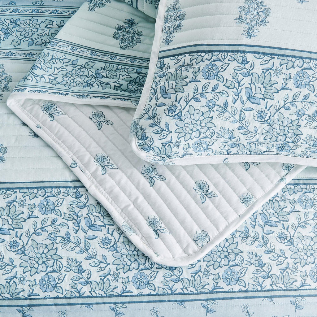 Floral Striped Microfiber Quilt Set - Hermine Collection, photo 7 of 10