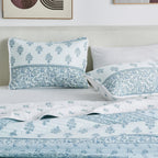 Floral Striped Microfiber Quilt Set - Hermine Collection, photo 8 of 10