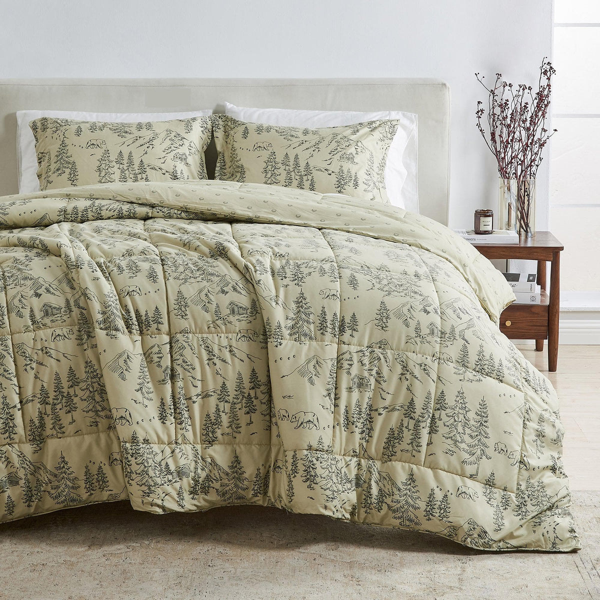 Reversible Christmas Comforter and Sham Set - Odette Collection