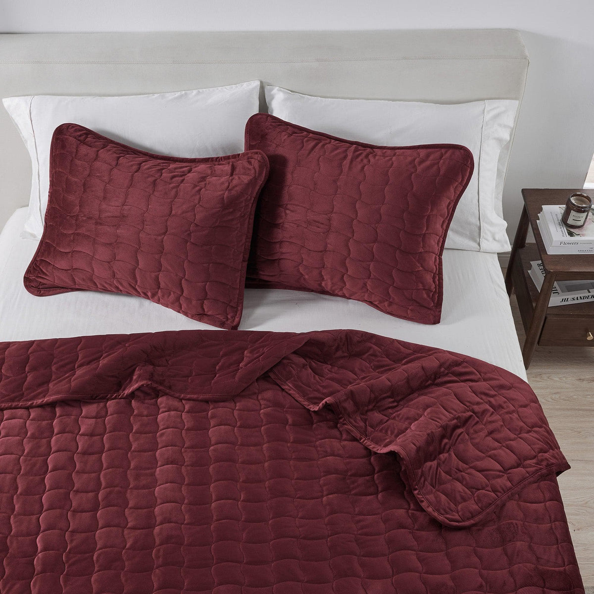 Velvet Box-Stitched Quilt Set - Vivica, photo 44 of 48