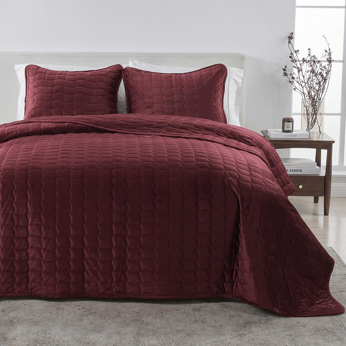 Velvet Box-Stitched Quilt Set - Vivica, photo 43 of 48