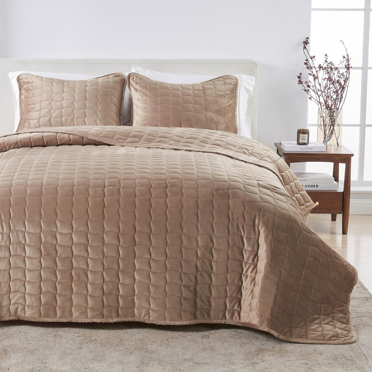 Velvet Box-Stitched Quilt Set - Vivica, photo 37 of 48