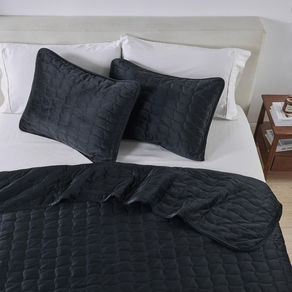Velvet Box-Stitched Quilt Set - Vivica, photo 8 of 48