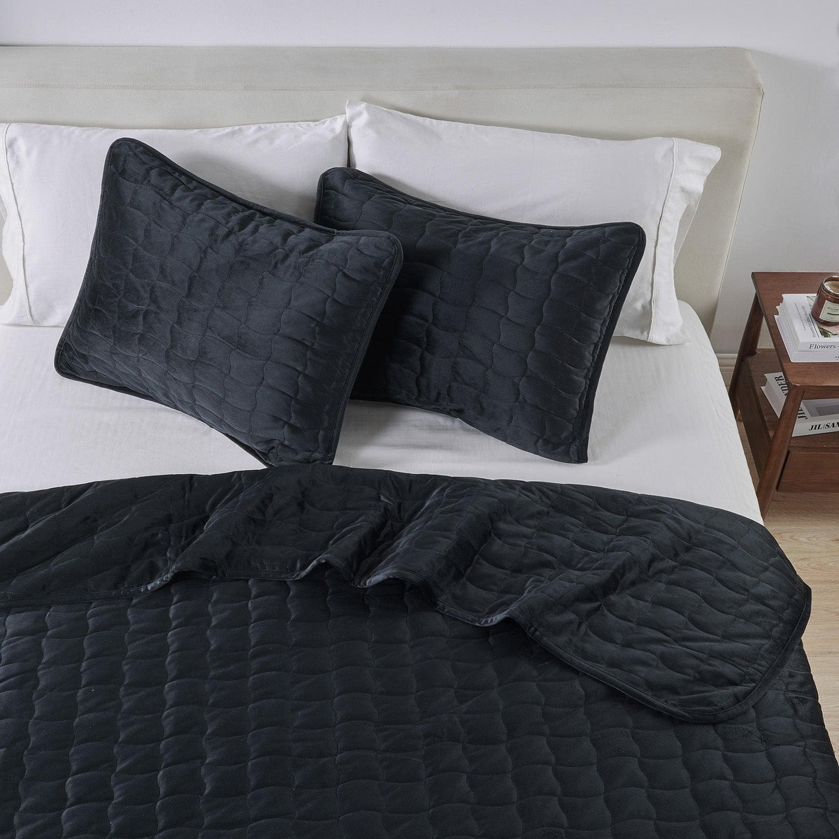 Velvet Box-Stitched Quilt Set - Vivica, photo 8 of 48