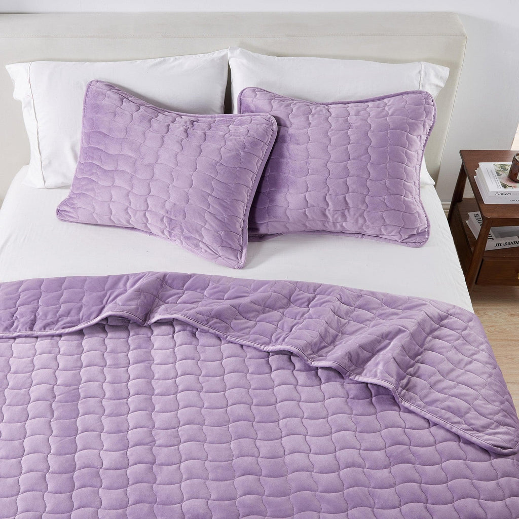 Velvet Box-Stitched Quilt Set - Vivica, photo 14 of 48