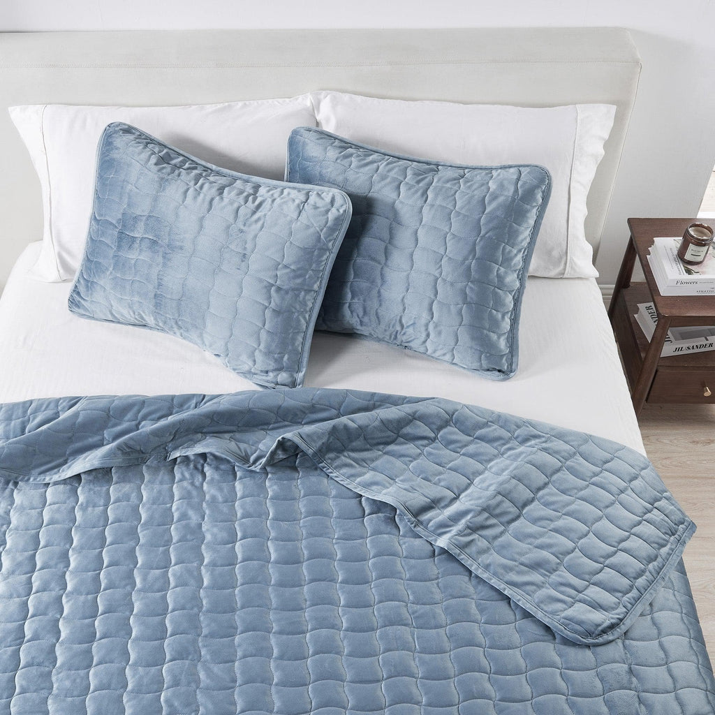 Velvet Box-Stitched Quilt Set - Vivica, photo 2 of 48