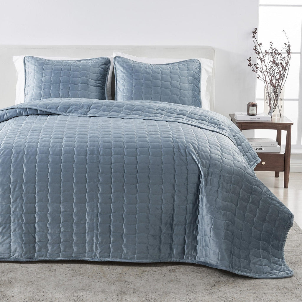 Velvet Box-Stitched Quilt Set - Vivica Collection