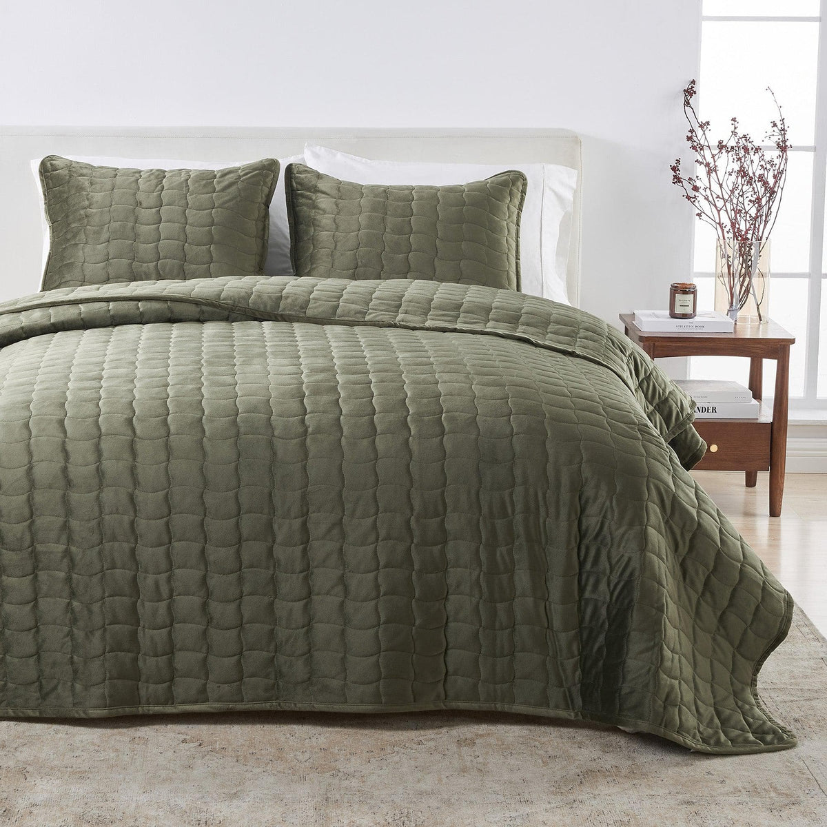 Velvet Box-Stitched Quilt Set - Vivica, photo 19 of 48
