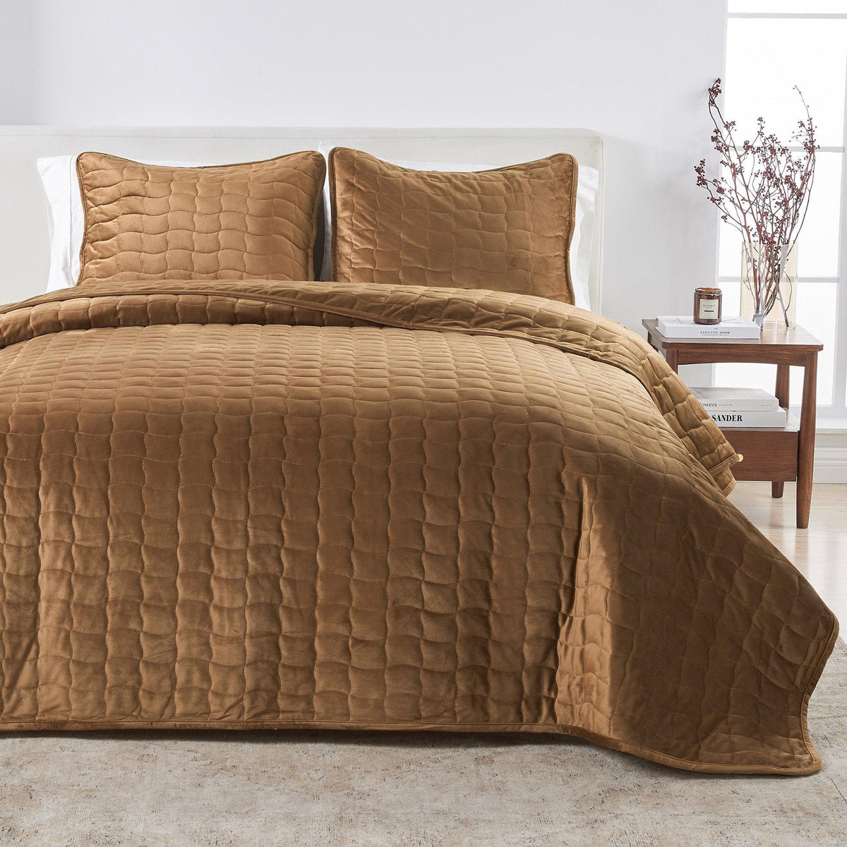 Velvet Box-Stitched Quilt Set - Vivica, photo 31 of 48