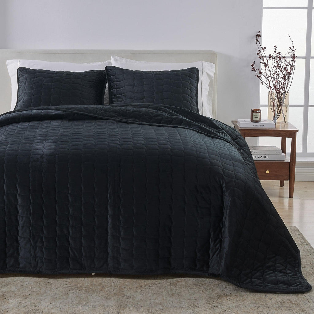Velvet Box-Stitched Quilt Set - Vivica, photo 7 of 48