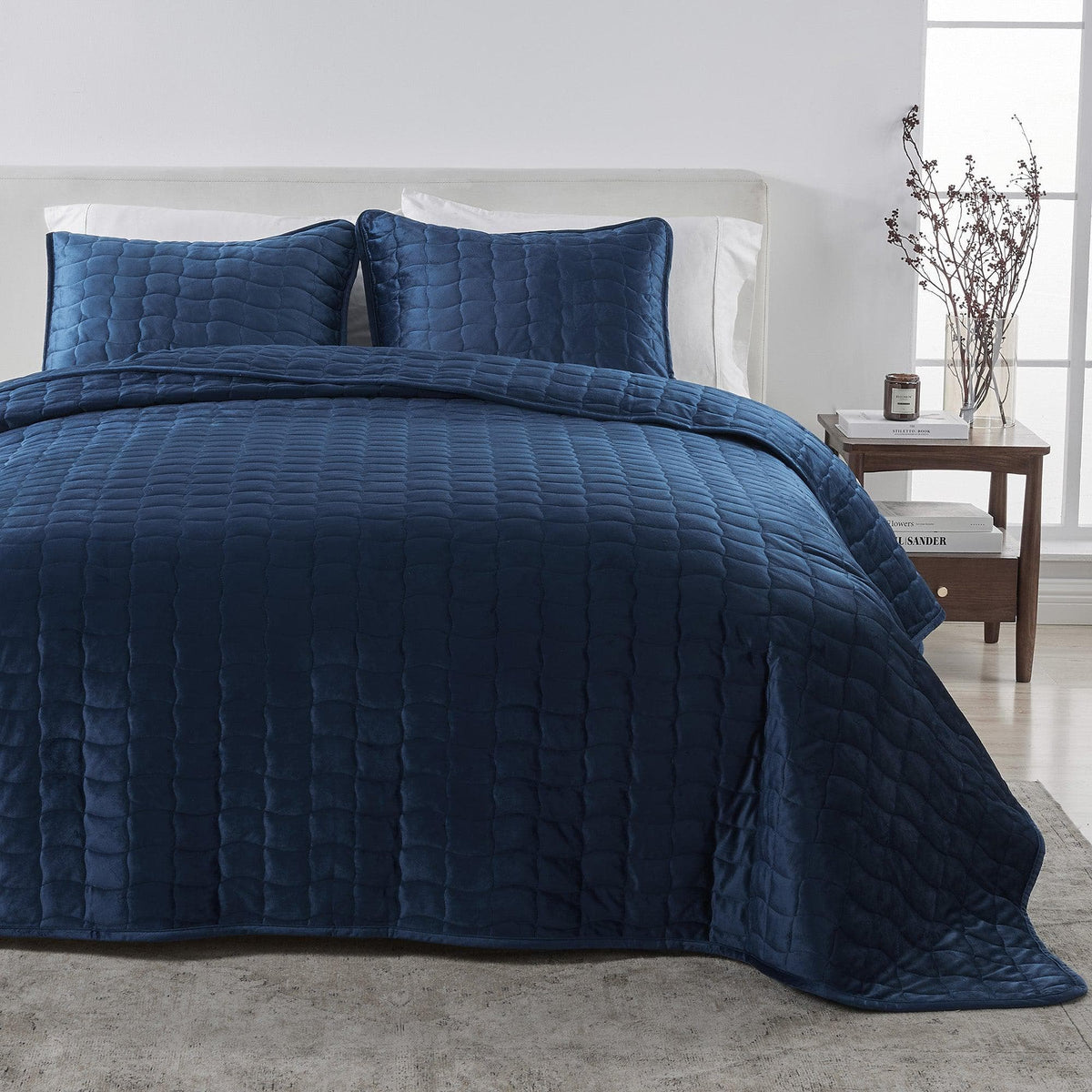 Velvet Box-Stitched Quilt Set - Vivica, photo 25 of 48