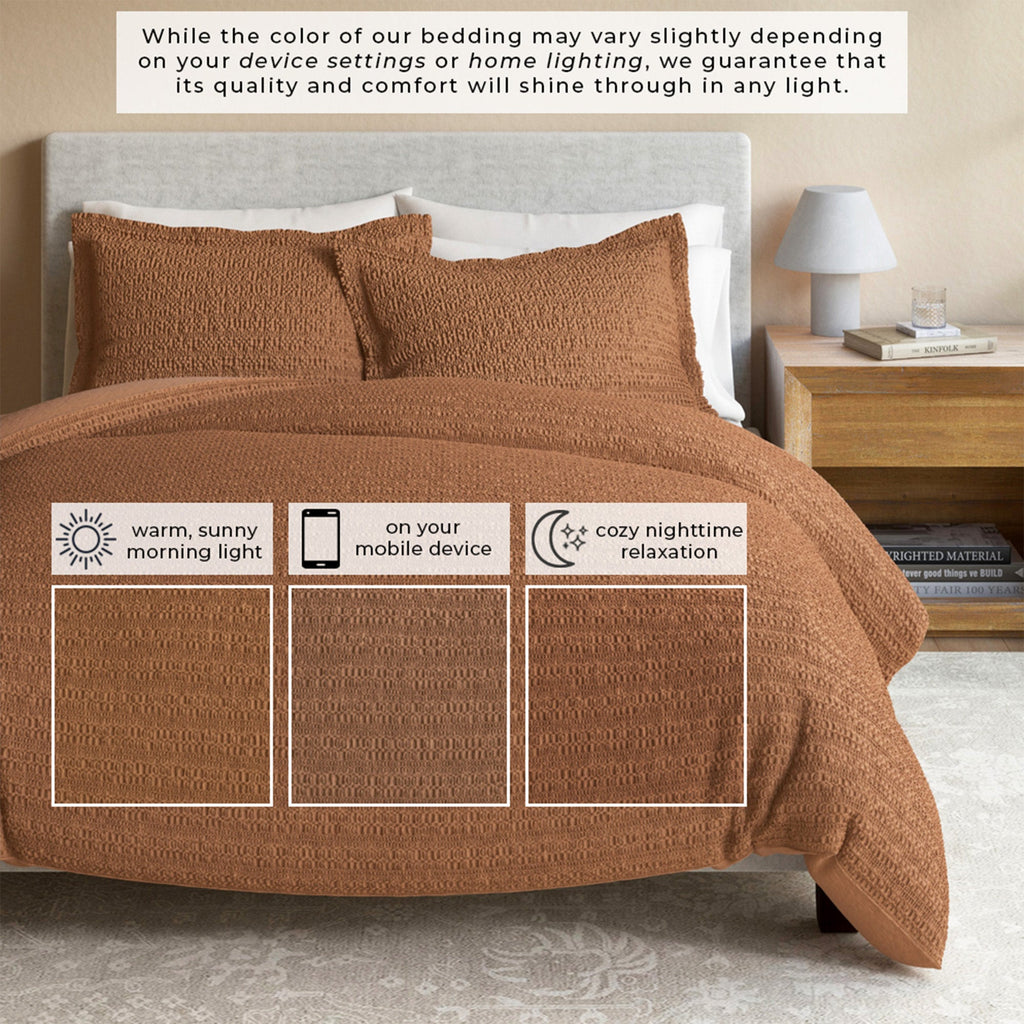 100% Cotton Honeycomb Waffle Duvet Set - Mattea, photo 24 of 42