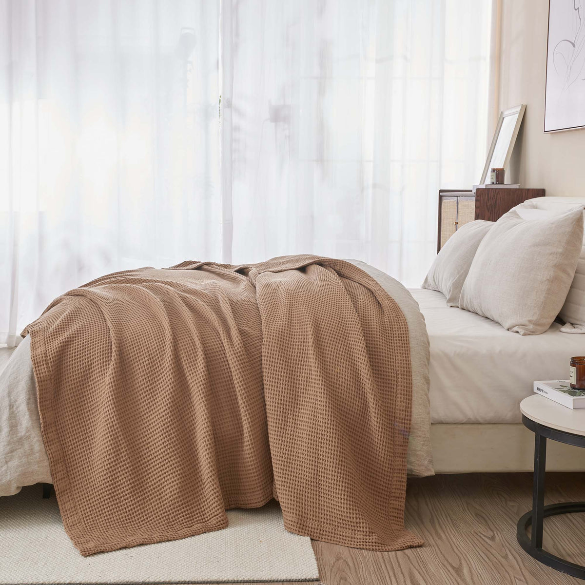 100% Cotton Waffle Weave Blanket - Mikala, photo 70 of 70