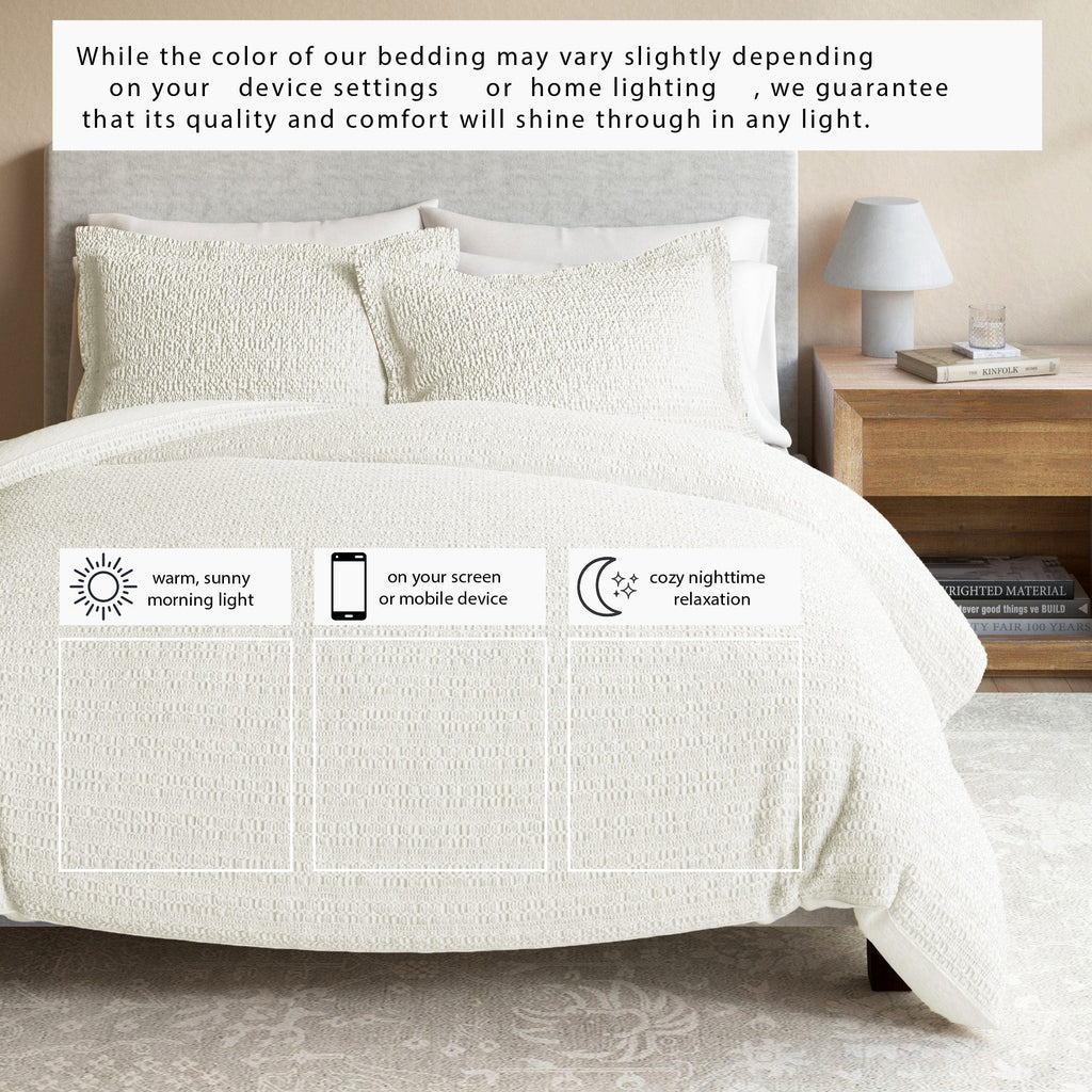 100% Cotton Honeycomb Waffle Duvet Set - Mattea, photo 12 of 42