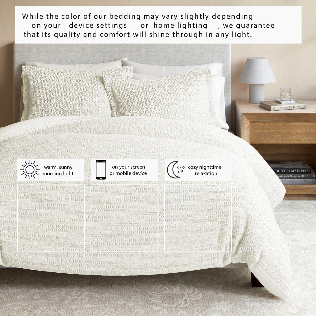 100% Cotton Honeycomb Waffle Duvet Set - Mattea, photo 12 of 42