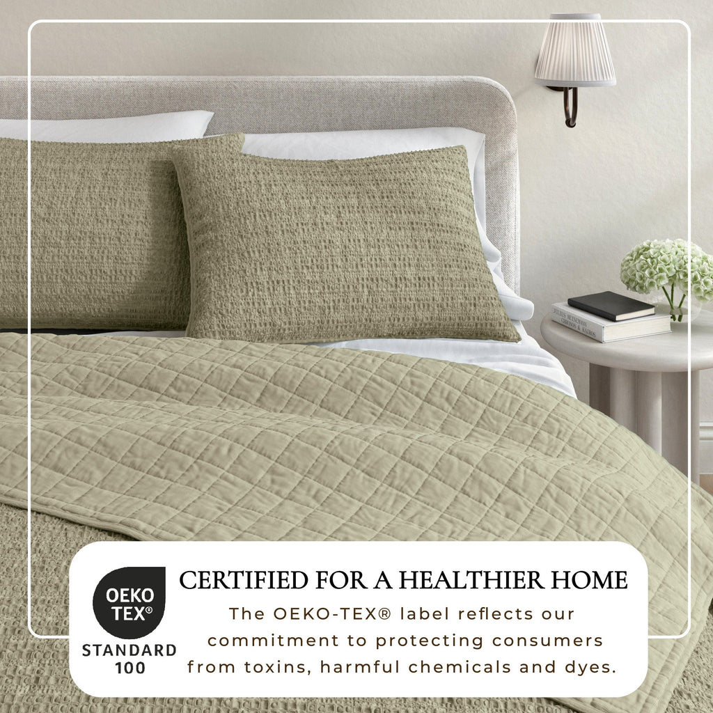 100% Cotton Honeycomb Waffle Garment Washed Quilt Set, photo 32 of 42
