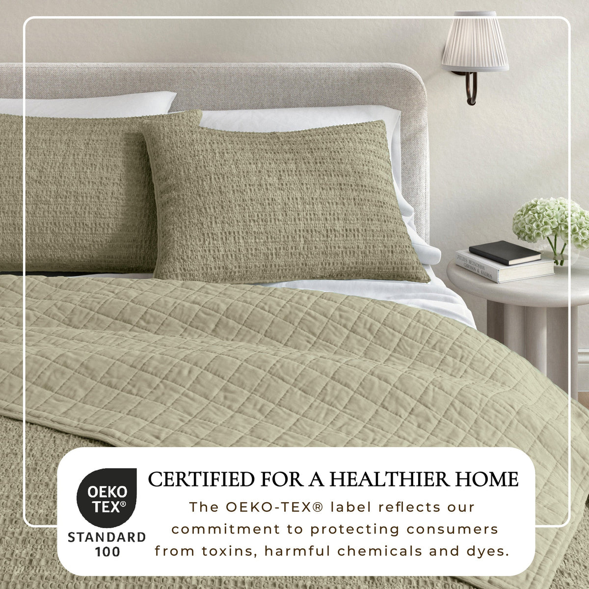 100% Cotton Honeycomb Waffle Garment Washed Quilt Set, photo 32 of 42