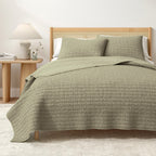100% Cotton Honeycomb Waffle Garment Washed Quilt Set, photo 31 of 42