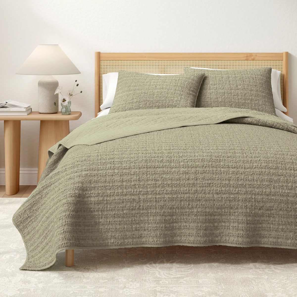 100% Cotton Honeycomb Waffle Garment Washed Quilt Set, photo 31 of 42
