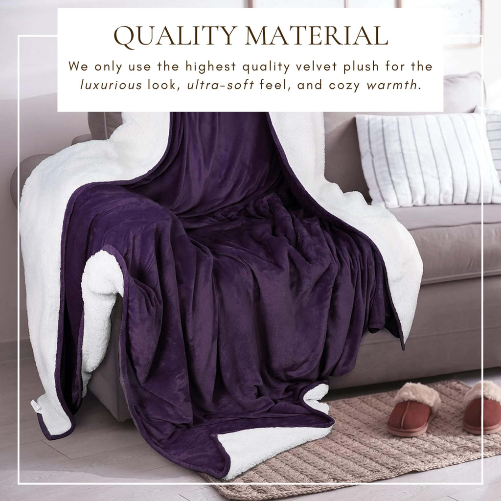Velvet Plush Sherpa Bed Blanket - Sherpa Fleece, photo 46 of 69