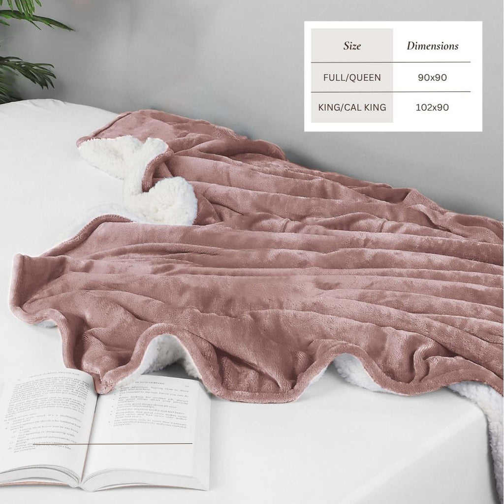Velvet Plush Sherpa Bed Blanket - Sherpa Fleece, photo 13 of 69