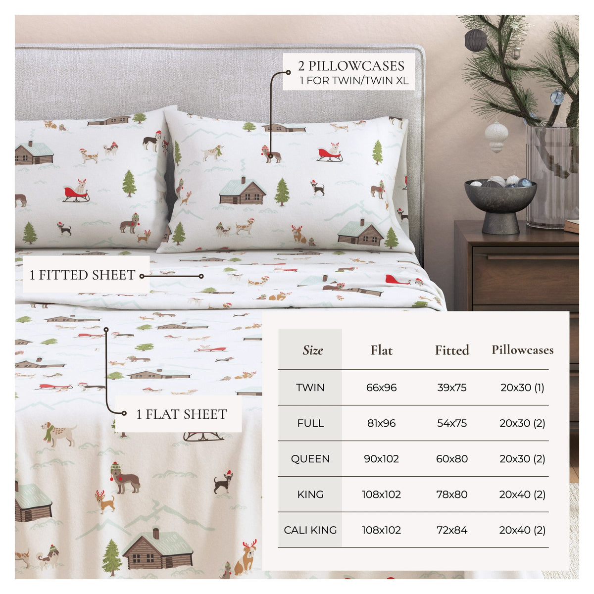 Turkish Cotton Christmas Flannel Sheet - Whittaker, photo 3 of 99