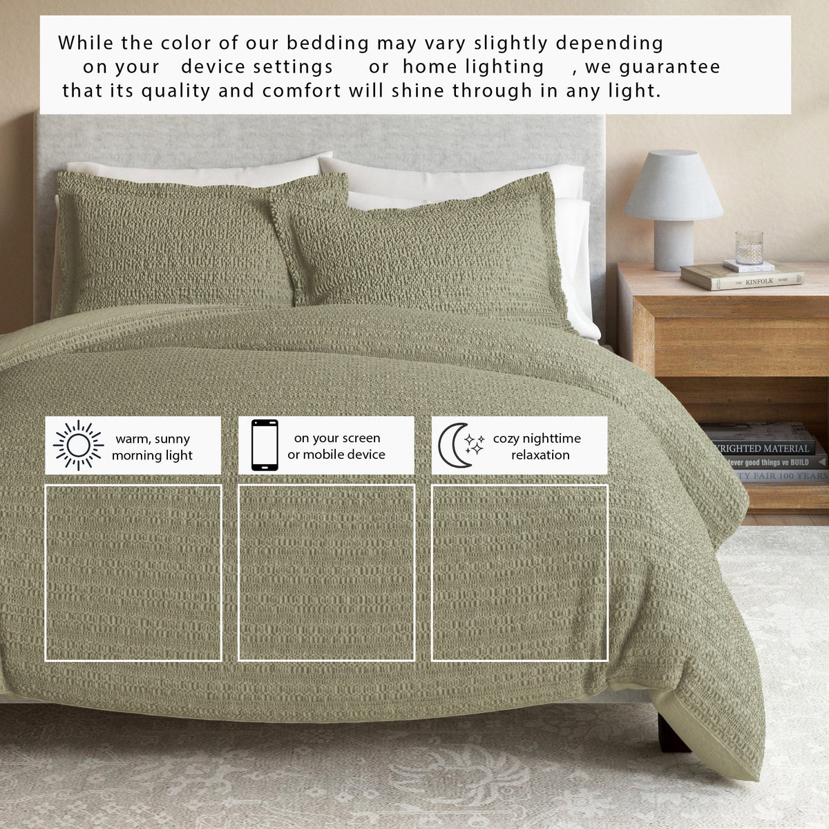 100% Cotton Honeycomb Waffle Duvet Set - Mattea, photo 36 of 42