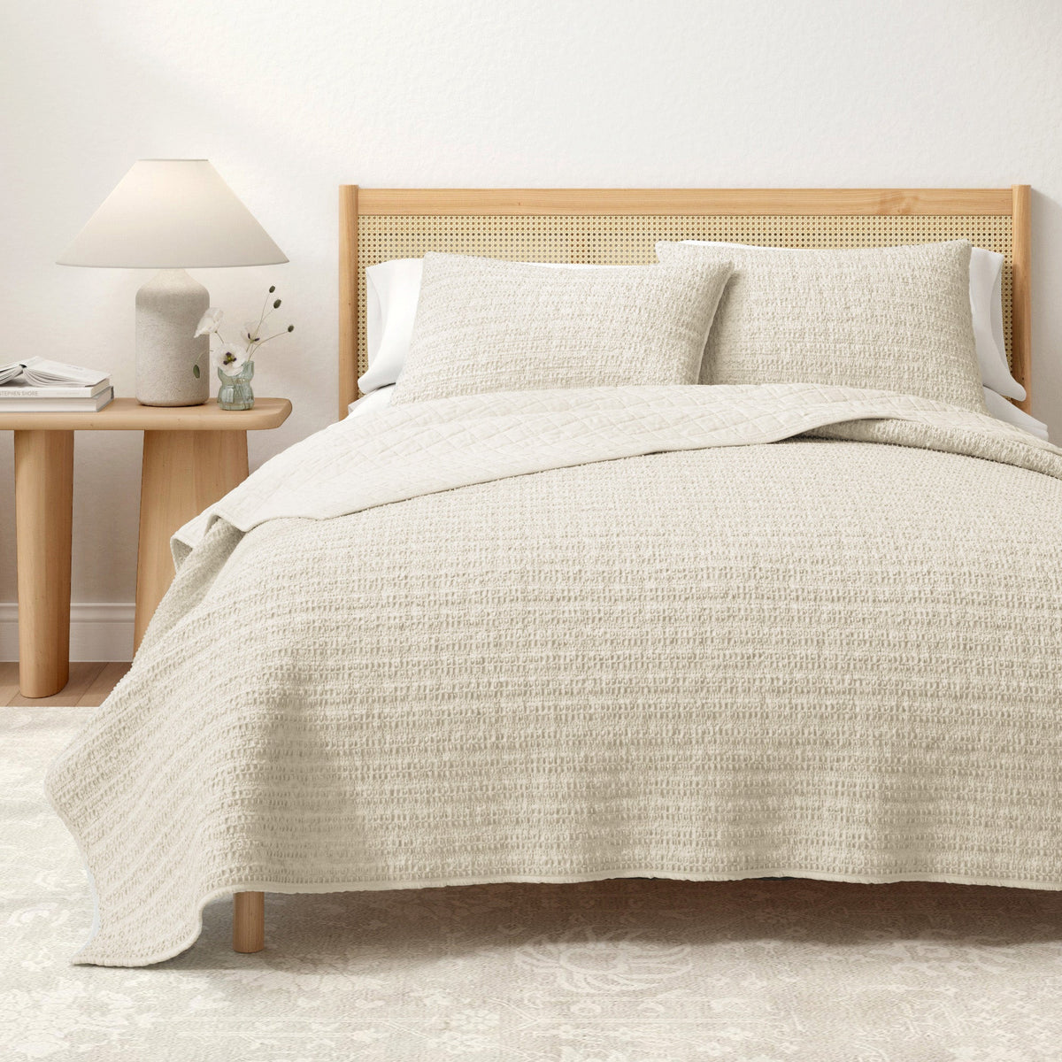 100% Cotton Honeycomb Waffle Garment Washed Quilt Set, photo 7 of 42