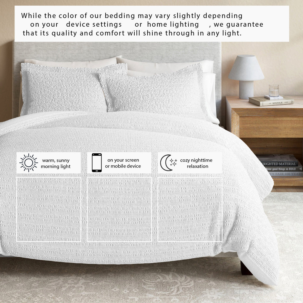 100% Cotton Honeycomb Waffle Duvet Set - Mattea, photo 6 of 42